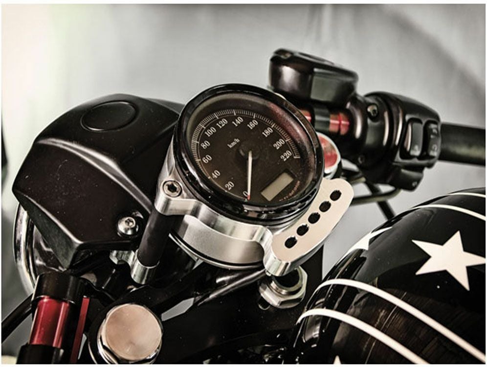 FREE SPIRITS スピードメーター　カフェレーサー　マウントブラケット　シルバーアルマイト-01