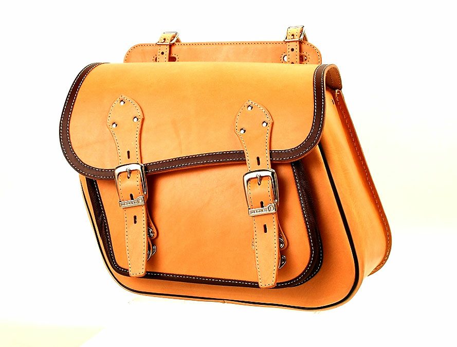 デグナー ウィンカー避けレザーサドルバッグ タン/ブラウン-03