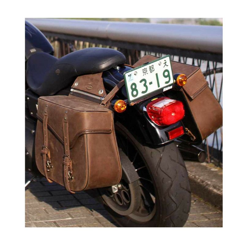 デグナー　レザーサドルバッグ　ダークブラウン　30L（両側）-01