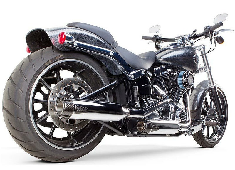 Two Brothers Racing クローム/カーボンエンド スリップオンマフラー FLSTC/FLSTSE/FXST(B,C)/FXCW用 日本語取付け説明書あり-01