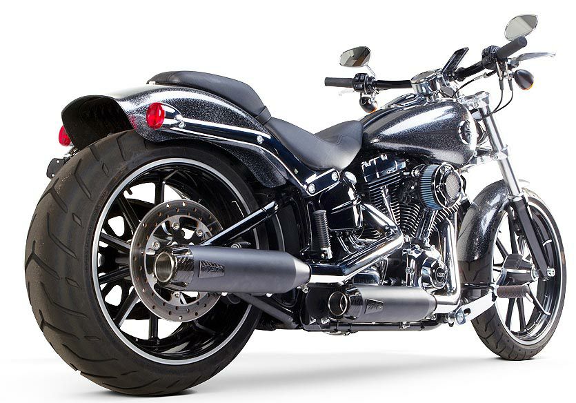 Two Brothers Racing ブラック/カーボンエンド スリップオンマフラー  FLSTC/FLSTSE/FXST(B,C)/FXCW用 日本語説明書あり-01