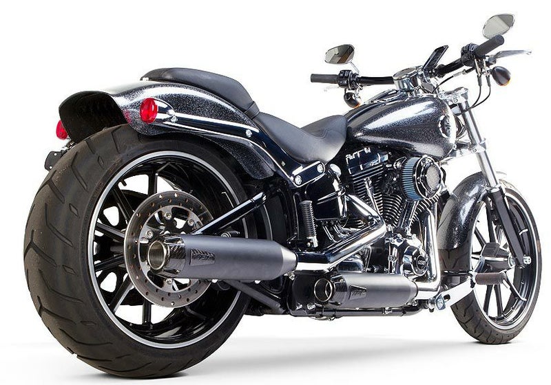 Two Brothers Racing ブラック/カーボンエンド スリップオンマフラー  FLSTC/FLSTSE/FXST(B,C)/FXCW用 日本語説明書あり-01