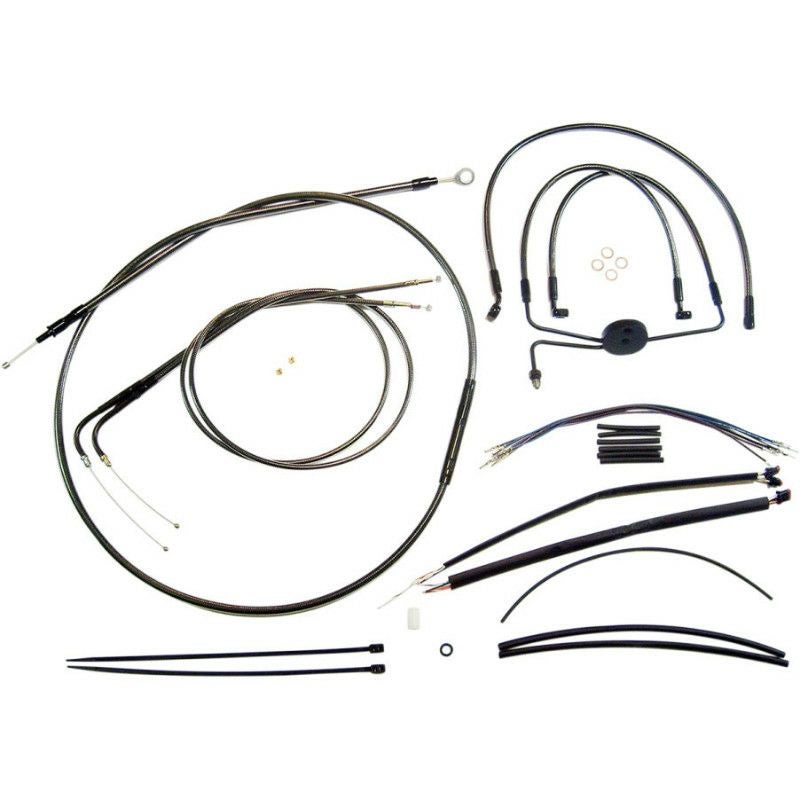 Magnum（マグナム） エイプハンドル用 ステンメッシュ ケーブルラインキット ブラックパール ABS無し　ダイナ-01