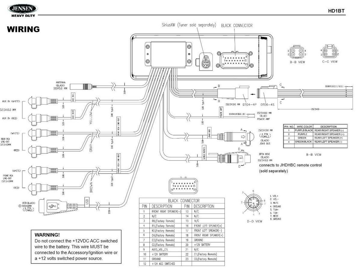 JENSEN/HD1BT 純正互換デッキ　4CHアンプ内蔵  ブルートゥース、iPOD対応-03