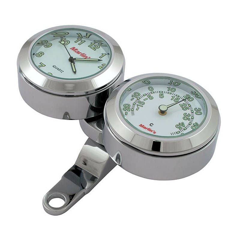 Marlin's 防水時計＆サーモメーター ホワイトフェイス　レバーブラケットマウント-02