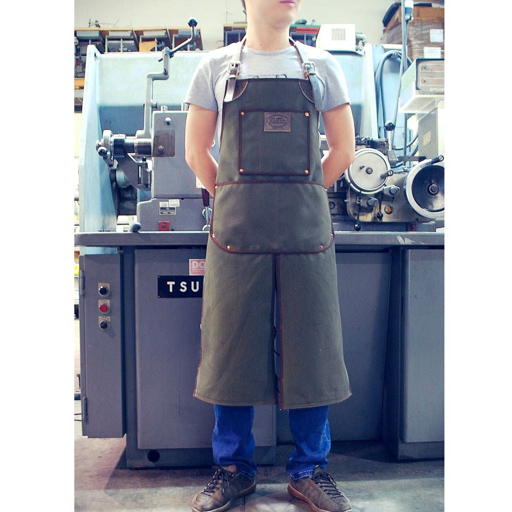 La Rosa Design Spirit Legs 作業用本革エプロン　アーミーグリーン-01