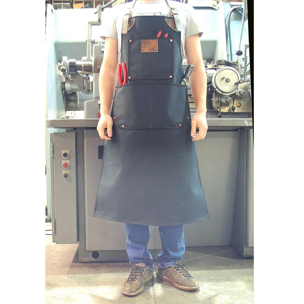 La Rosa Design 作業用本革キャンバスエプロン　ブラック-01