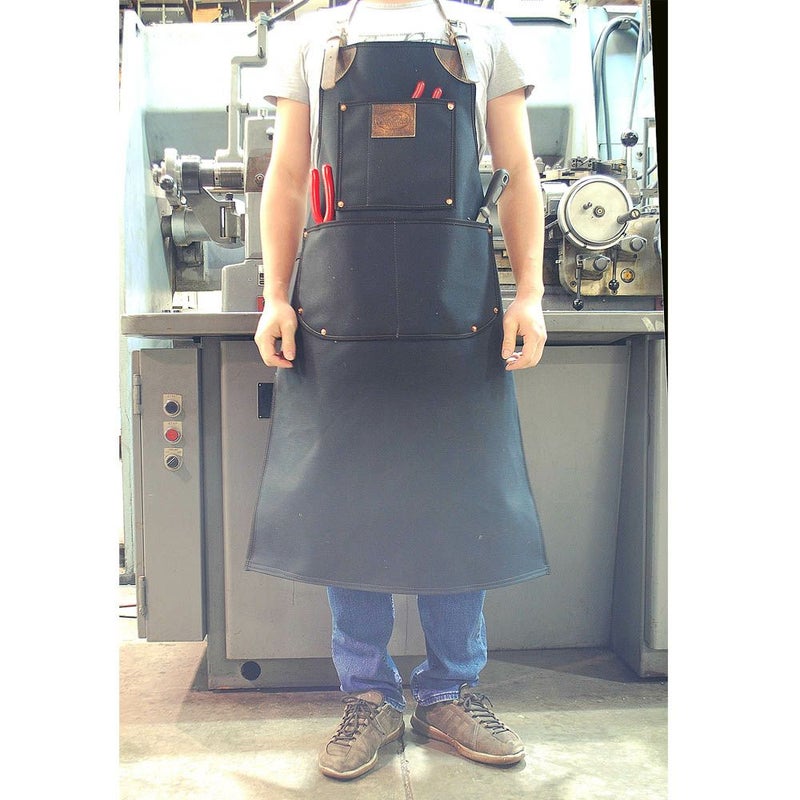 La Rosa Design 作業用本革キャンバスエプロン　ブラック-01