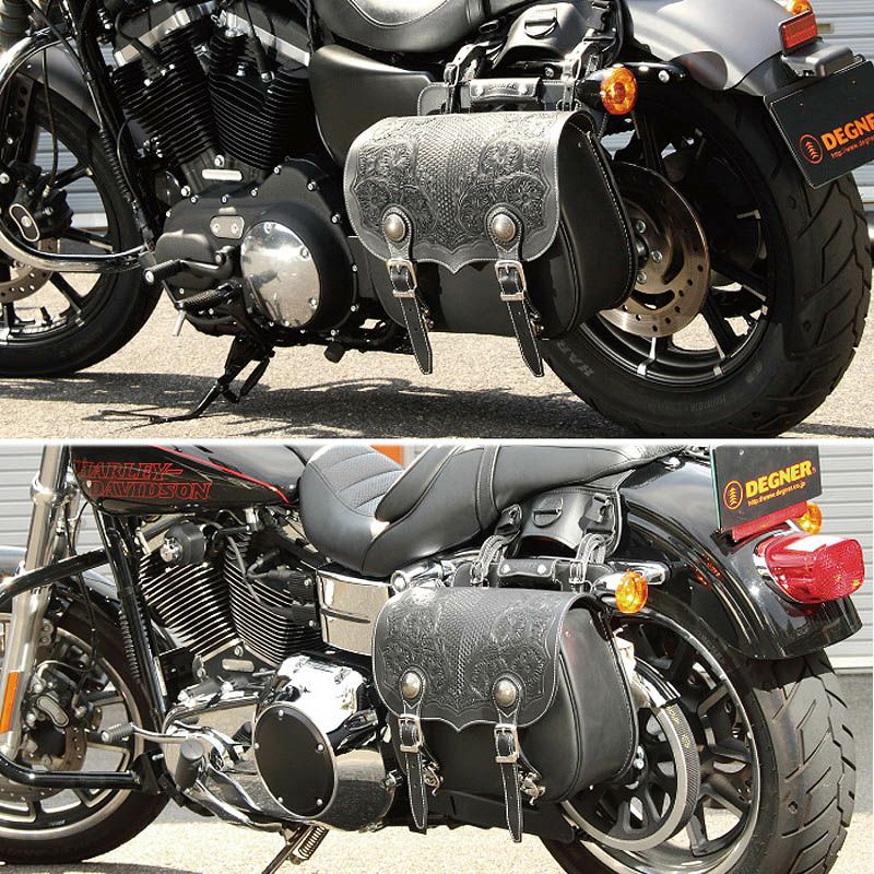 デグナー(DEGNER) レザー カービングサドルバッグ　ブラック-01