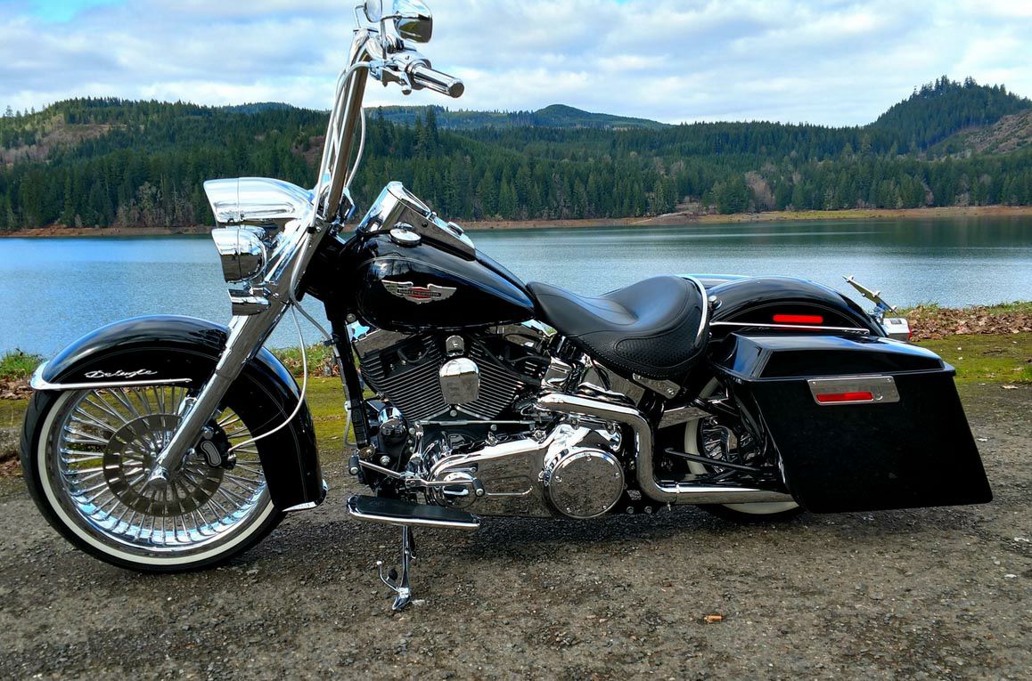 HOGWORKZ エクステンド　サドルバッグ　コンプリートキット ビビッドブラック　クロームヒンジカバー-05