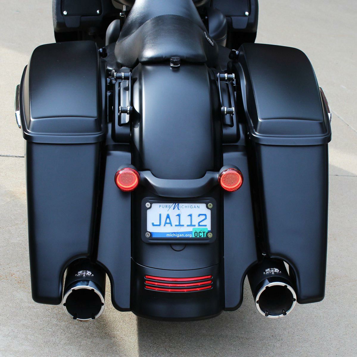 HOGWORKZ エクステンド　サドルバッグ　コンプリートキット ブラックデニム　クロームヒンジカバー-01