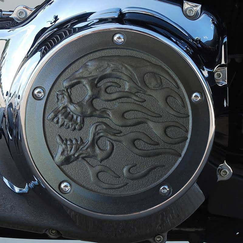 クロームドーム フレイムスカル ダービーカバー テクスチャーブラック