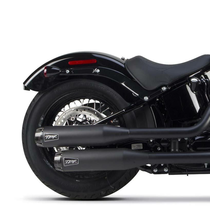 Two Brothers Racing デュアル ブラック ショートスリップオン・マフラー FLSTN、FLS-03