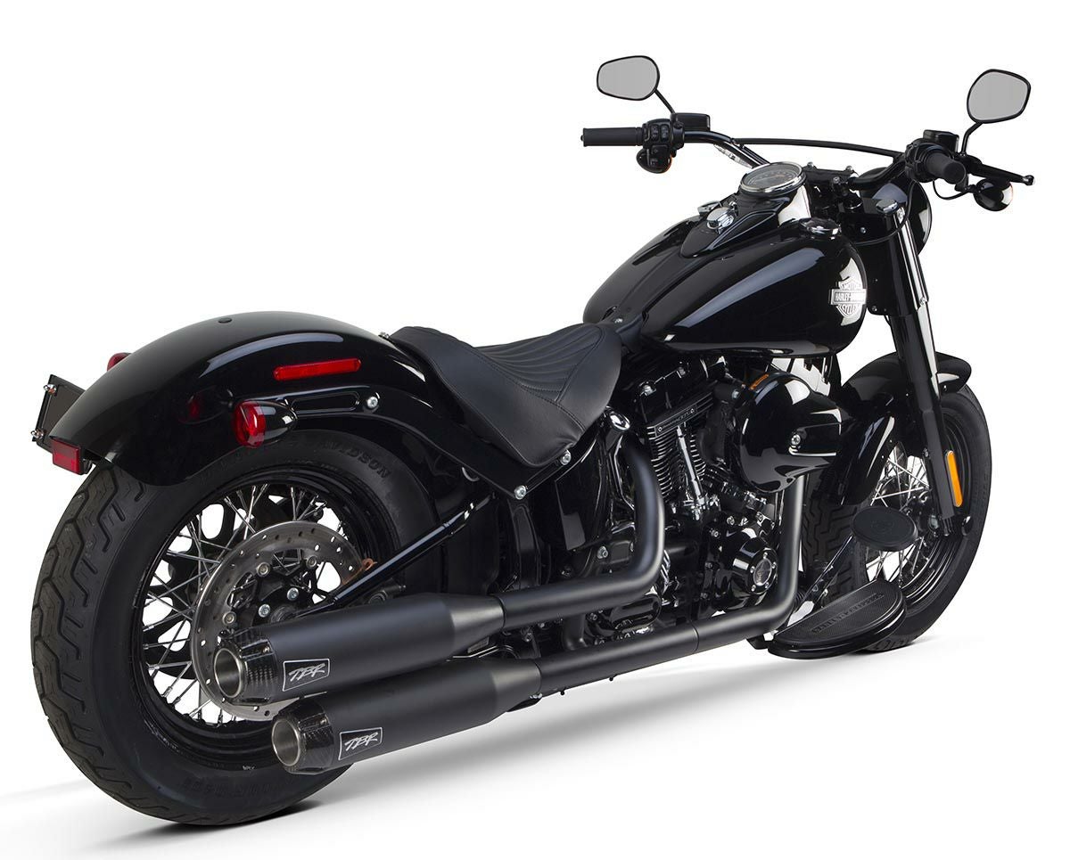Two Brothers Racing デュアル ブラック ショートスリップオン・マフラー FLSTN、FLS-04
