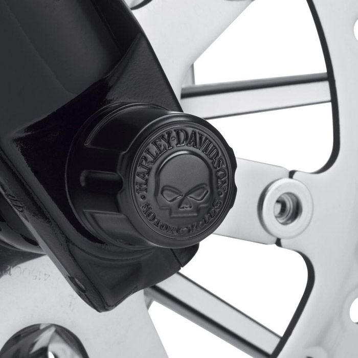 Willie G スカル フロントアクスルナットカバー ブラック |ハーレー