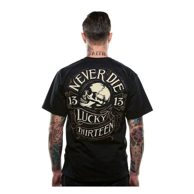 LUCKY 13　NEVER DIE　Tシャツ　ブラック-01