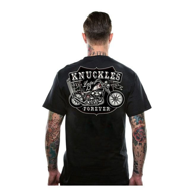 LUCKY 13　ナックル　Tシャツ　ブラック-01