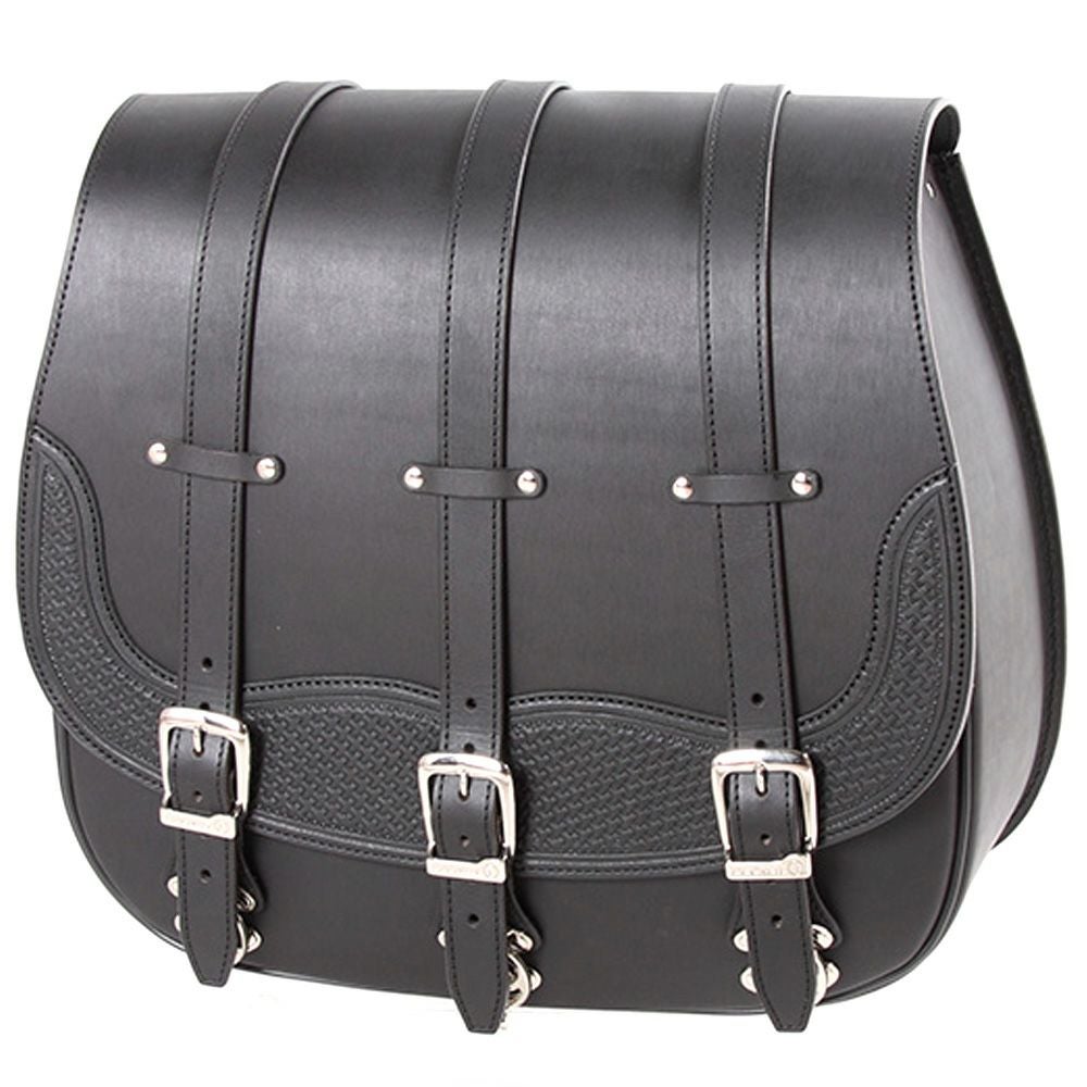 DEGNER カービング レザーサドルバッグ ブラック-01