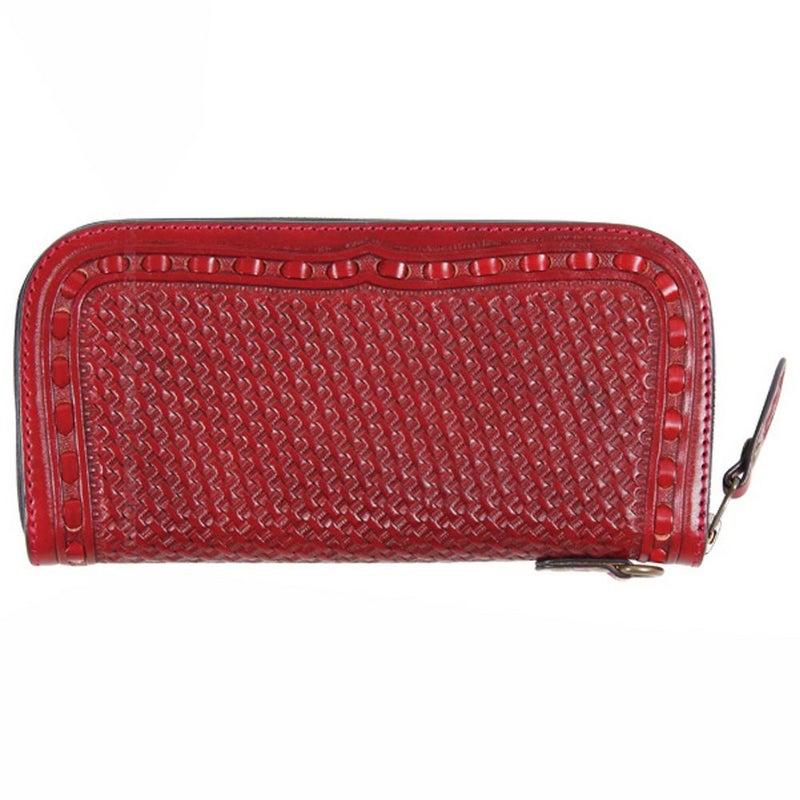 DEGNER パティーヌ&カービングレザージップウォレット レッド-01