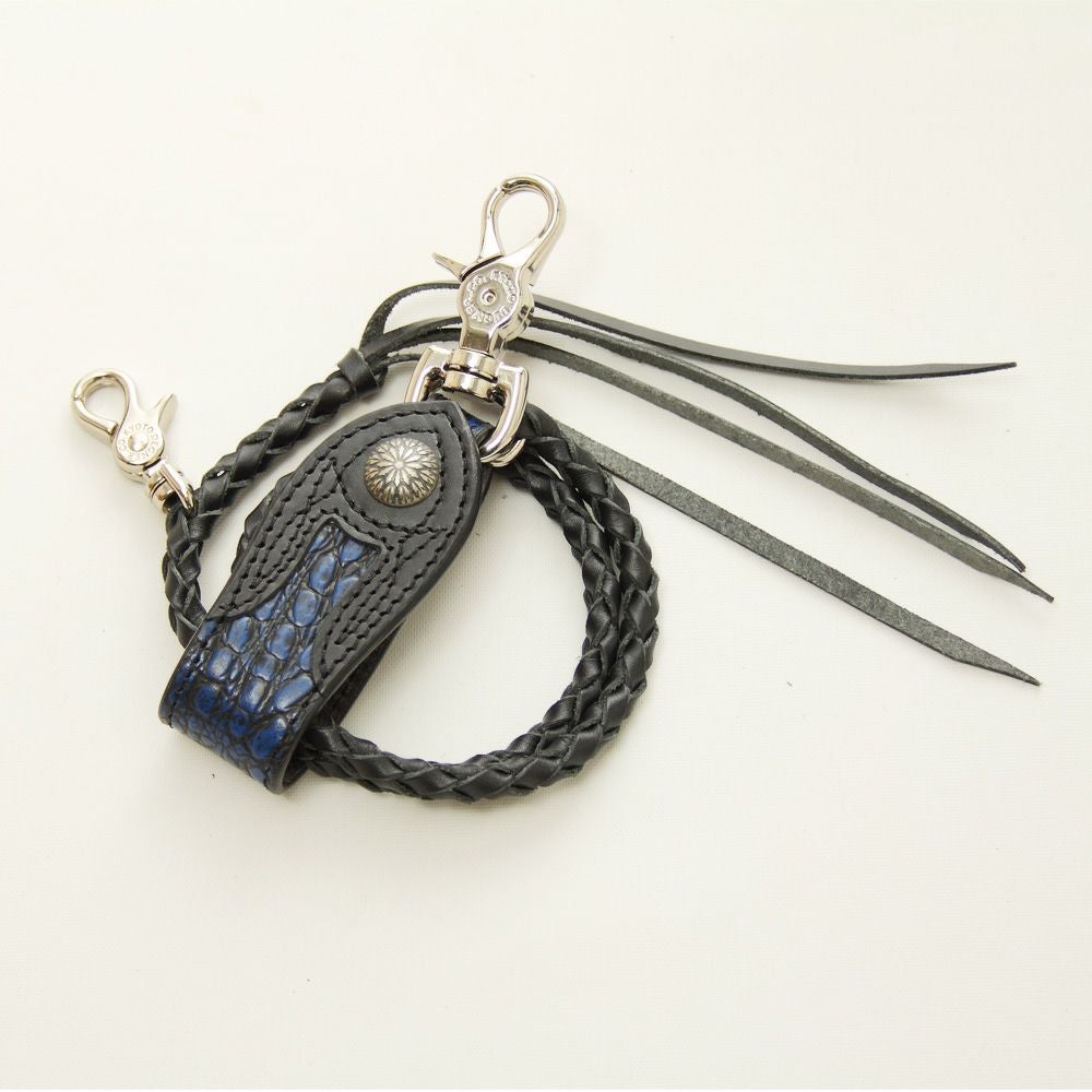 DEGNER クロコダイルエンボスレザー　ジップウォレット　ブルー-03