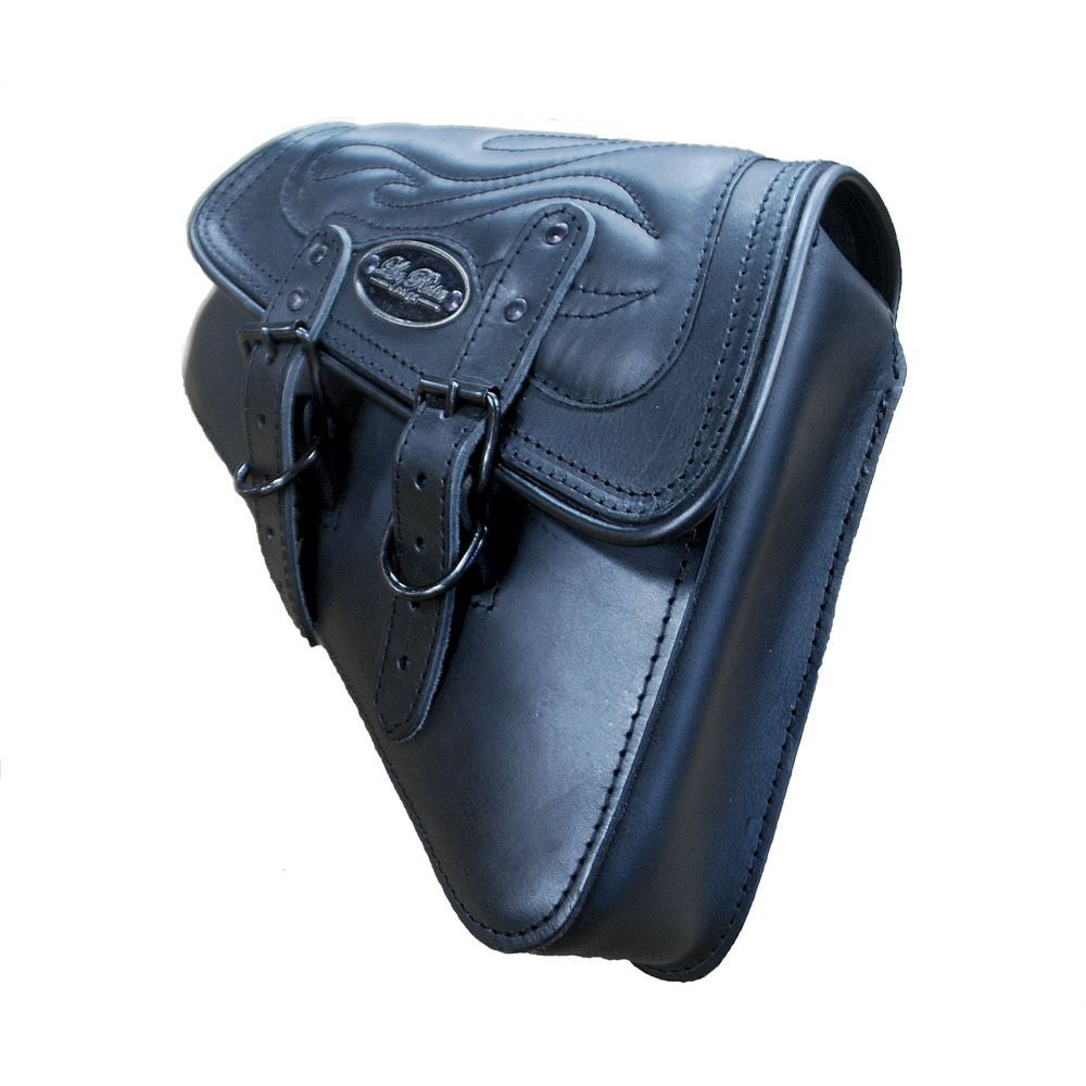 La Rosa Design スイングアームバッグ　左　ブラック x フレイムステッチ-02