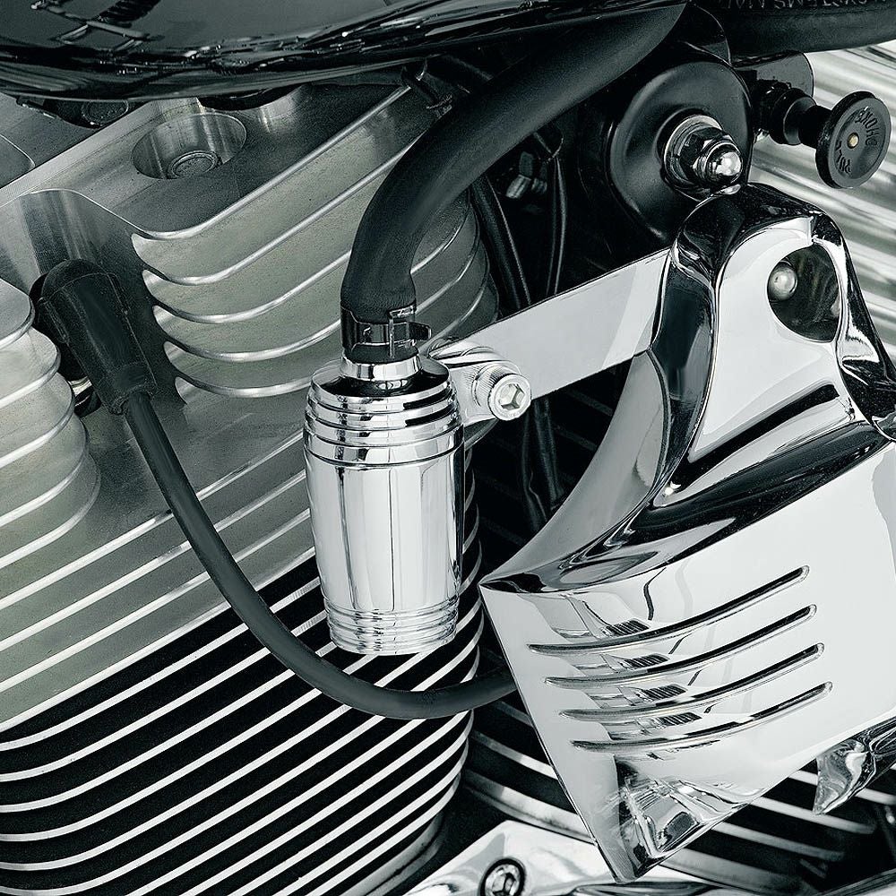 V-Twin ビレットブローバイオイルキャッチタンク クローム |ハーレー