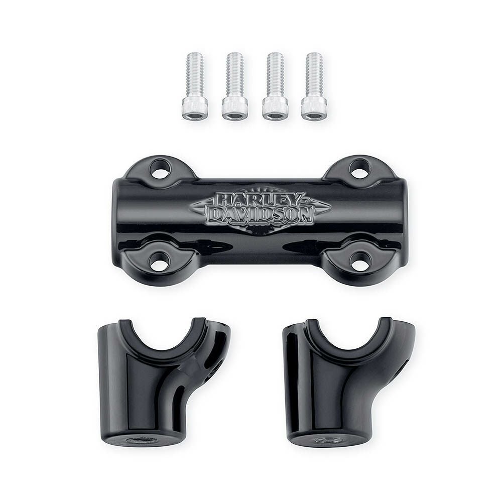 ハンドルバークランプ＆ライザーキット グロスブラック M8ソフテイル-01