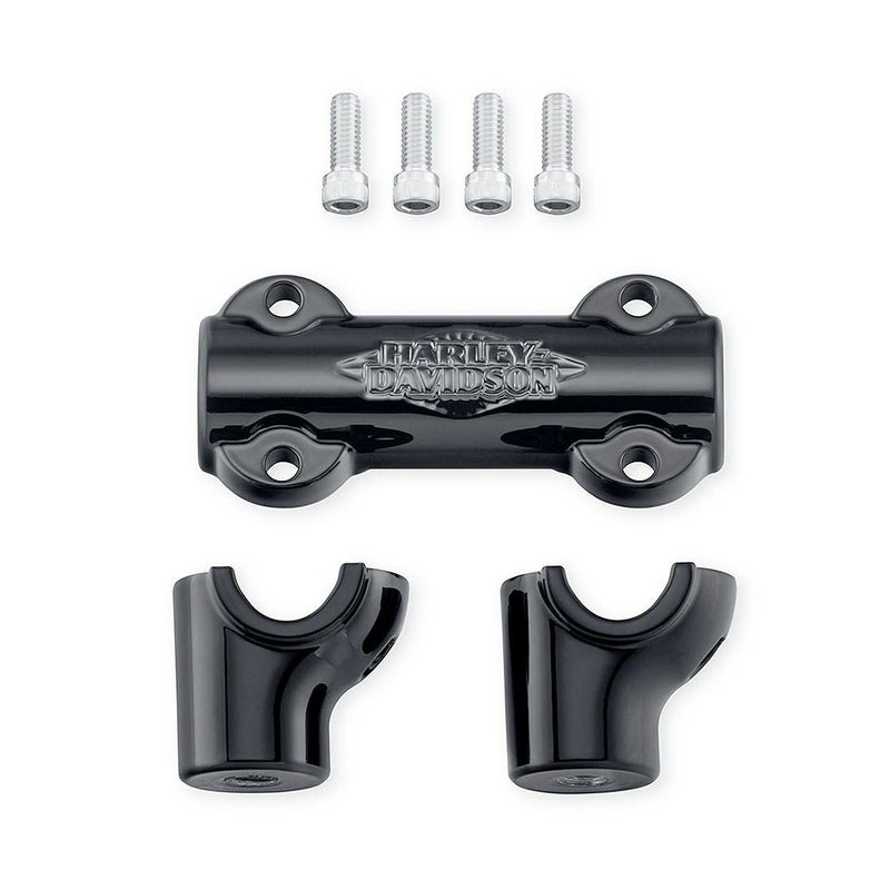 ハンドルバークランプ＆ライザーキット グロスブラック M8ソフテイル-01