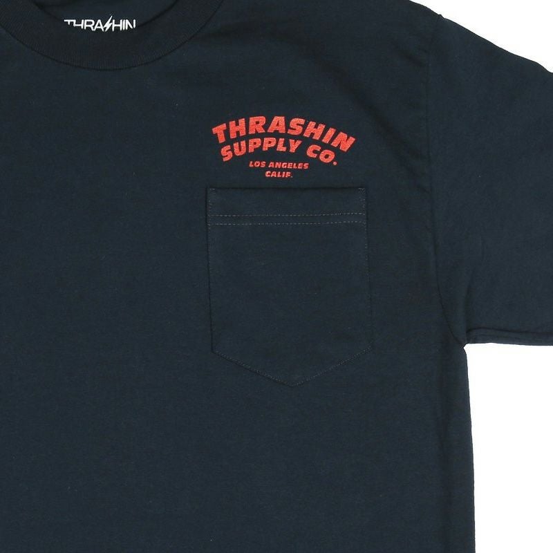 Thrashin Supply 「Burnout」 ポケット Tシャツ ネイビー-03