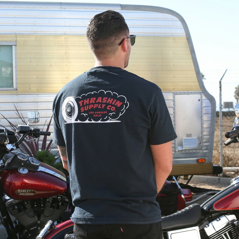 Thrashin Supply 「Burnout」 ポケット Tシャツ ネイビー-04