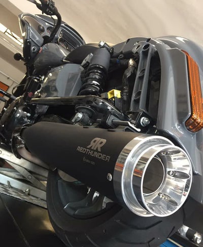 RED THUNDER スリップオンマフラー M8ツーリング セラミックブラック 