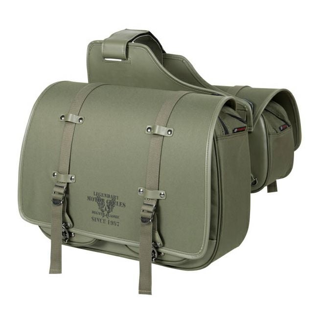 デグナー 右出マフラー対応 ナイロンダブルサドルバッグ カーキ-01