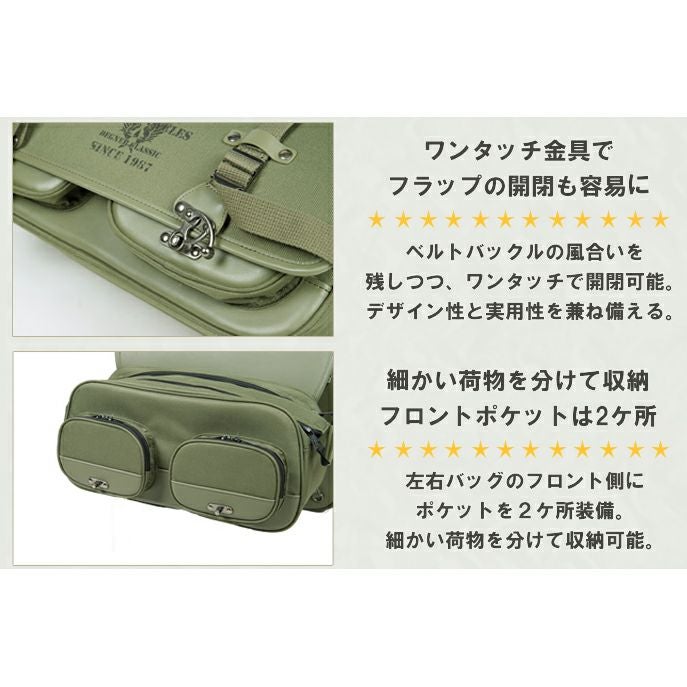デグナー 右出マフラー対応 ナイロンダブルサドルバッグ カーキ-05