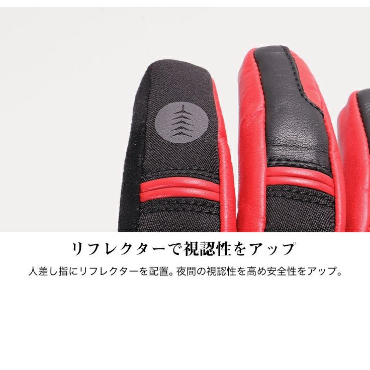 デグナー テキスタイル・ウィンターグローブ ブラック/レッド-05