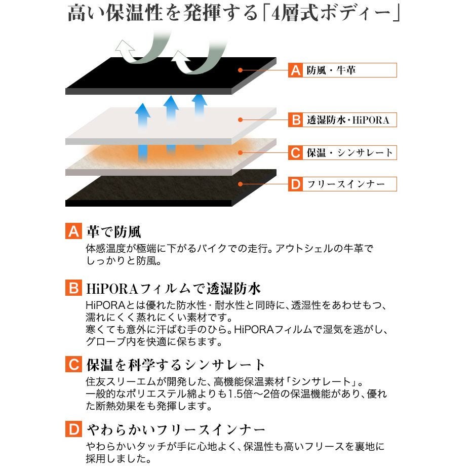 デグナー レザー・ガントレットグローブ ブラック-06