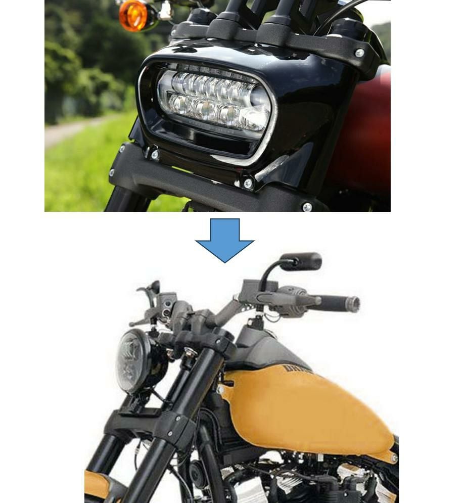 Drag Specialties FXFBヘッドライトマウント コンバージョン　グロスブラック-04