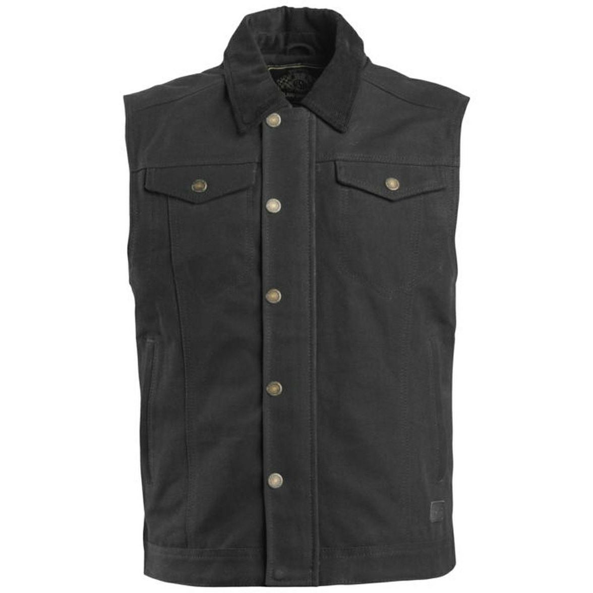 ローランドサンズデザイン メンズ ラモーン・ワックスコットンベスト ブラック-01