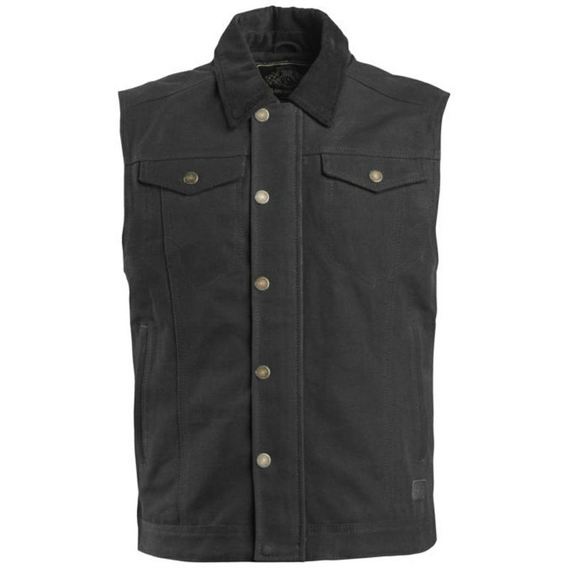 ローランドサンズデザイン メンズ ラモーン・ワックスコットンベスト ブラック-01