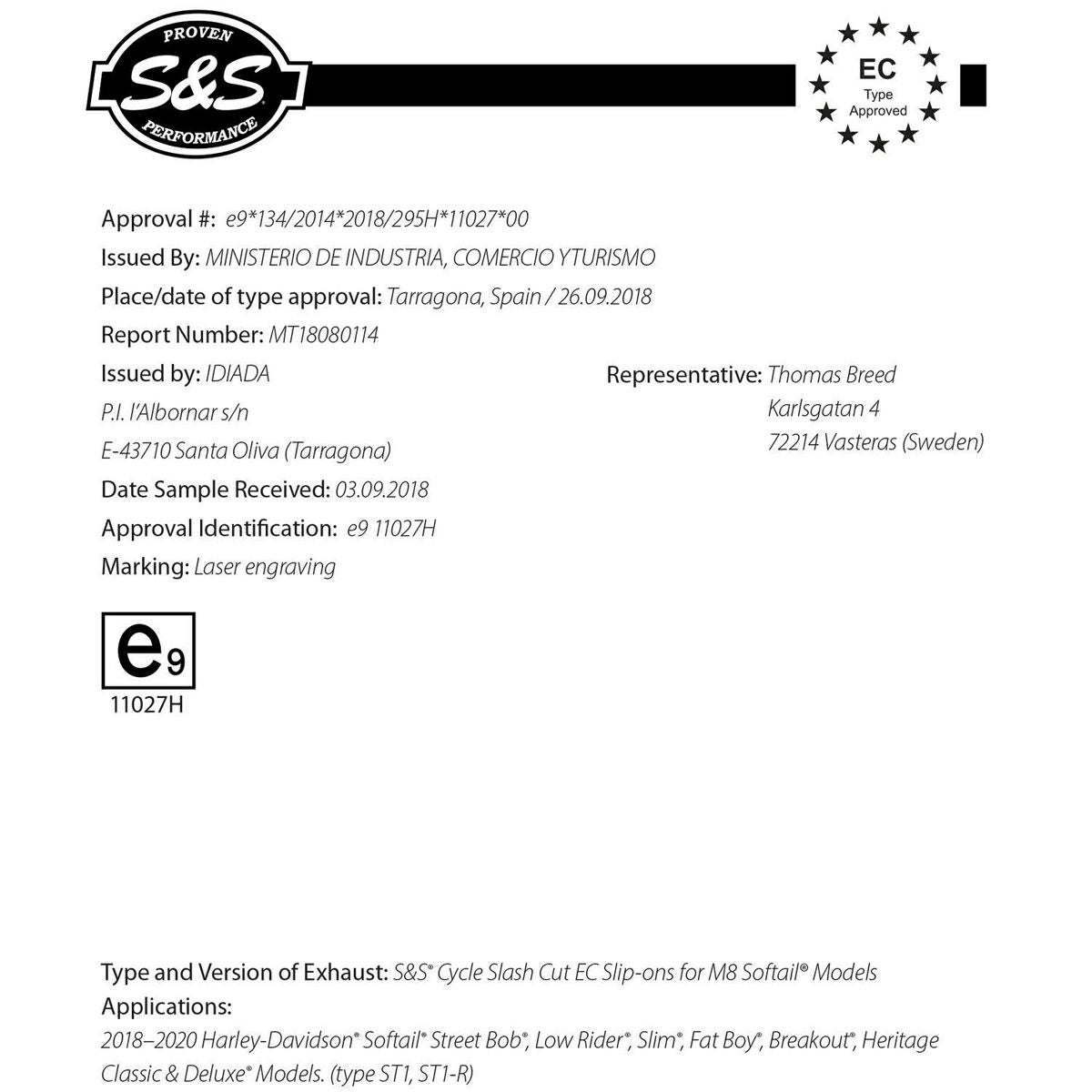 S&S eマーク付車検対応 スラッシュカット・スリップオンマフラー クローム-04