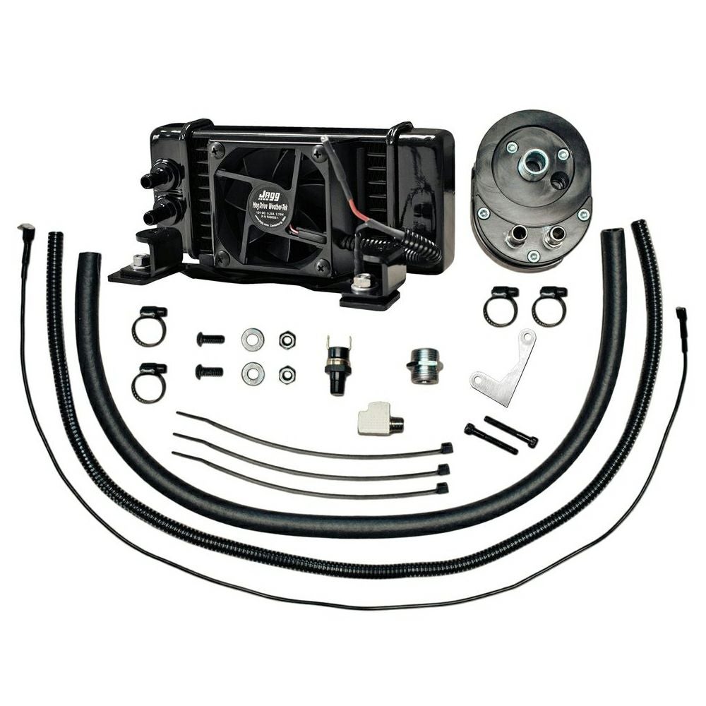 JAGG 電動ファン付 ローマウント 10列 オイルクーラー ブラック-03