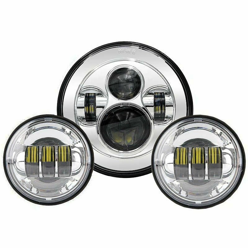 ハーレー 7インチLEDヘッドライト ホワイトHALOリング　クローム World Motor Works 7インチLEDヘッドライト ホワイトHALOリング