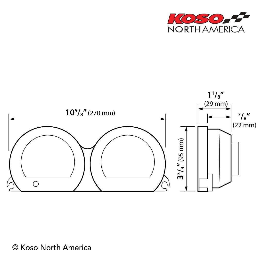 KOSO NORTH AMERICA 4ピース デジタルメーターキット レッド表示-05