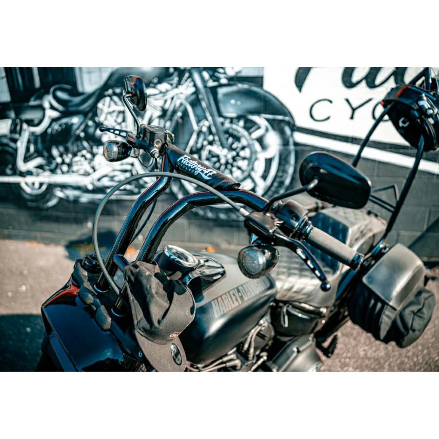 ハーレー　パン、ナックル用Tバー、ポゴスティック Factory47 MX47 プルバックTバー パッド付 14インチ ブラック