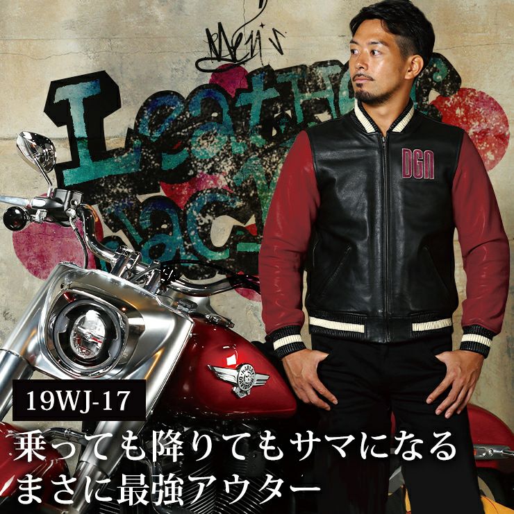 デグナー レザー・スタジアムジャンパー ブラック/レッド Mサイズ-02