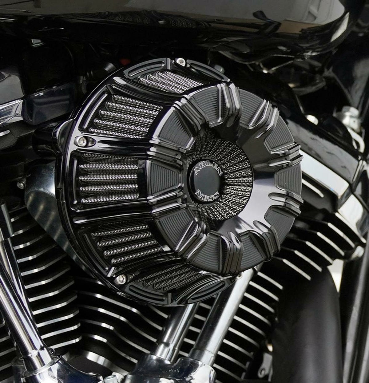 Arlen Ness 10ゲージ・INVERTEDエアクリーナー オールブラック-04