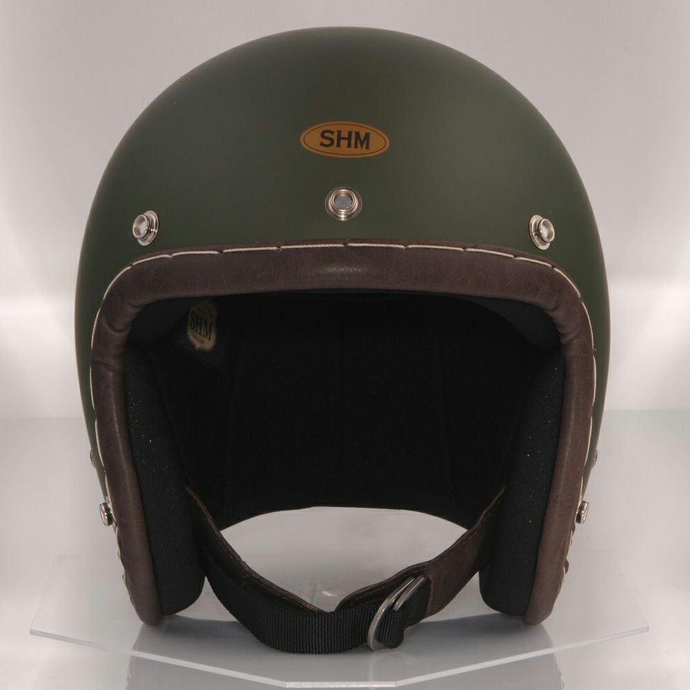 SHM HAND STITCH ジェットヘルメット オリーブ/ココア-06