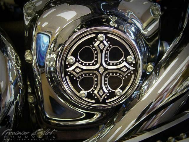 Precision Billet Fleur Davidson: Darkside スポーツ PRECISION BILLET・FLEUR・ダービー＆ポイントカバーセット・クローム　FDL-230-5H-CHR・FDL-220-5H-CHR　ハーレー