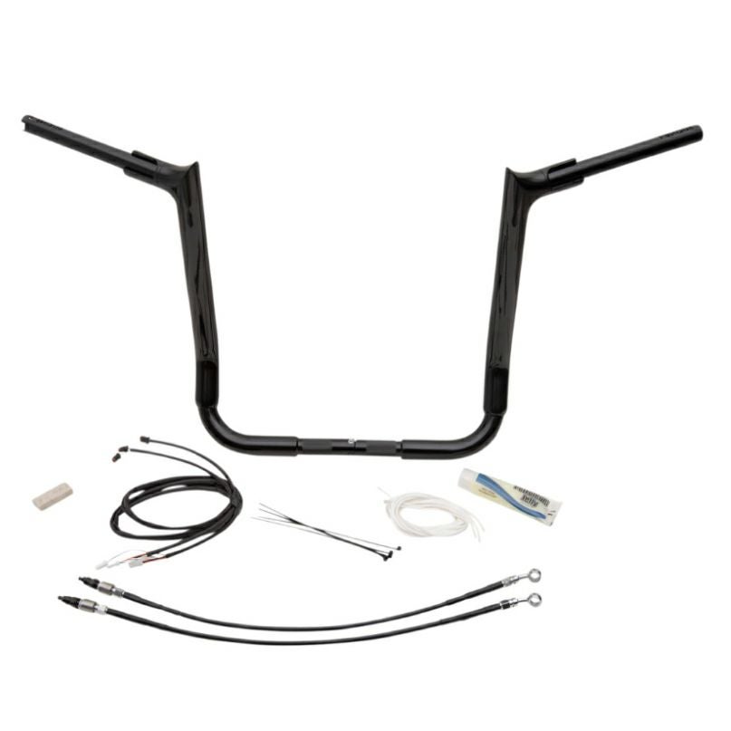 Fat Baggers 1.5インチ・ポインテッドトップ ハンドルバー ケーブル付キット 16インチ ブラック-01