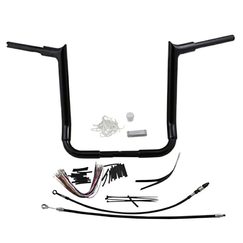 Fat Baggers 1.5インチ・ポインテッドトップ ハンドルバー ケーブル付キット 16インチ ブラック-01