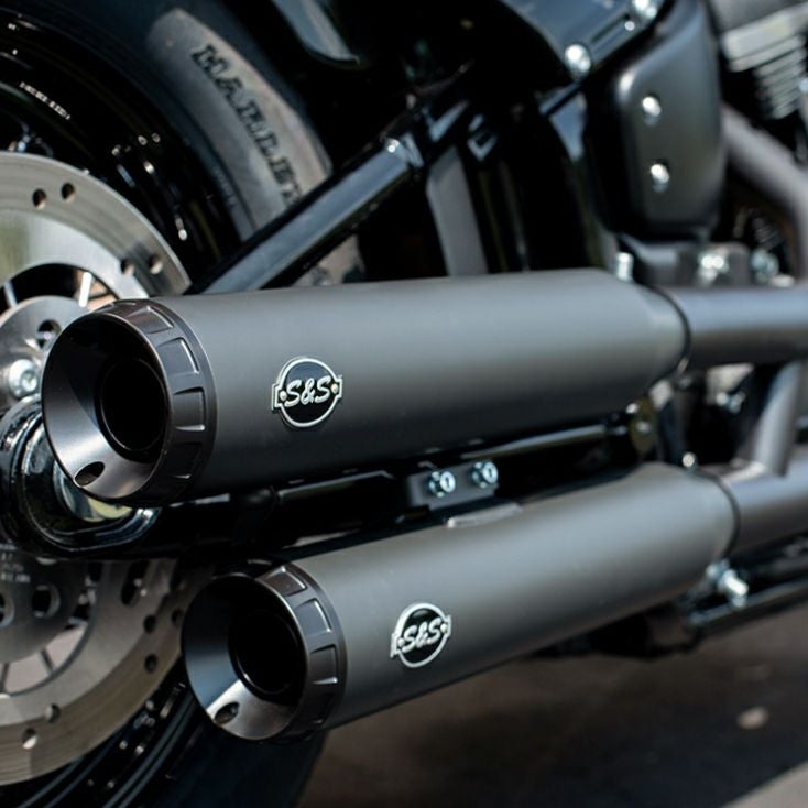 S&S スリップオンマフラー スラッシュカット ブラック |ハーレーパーツ
